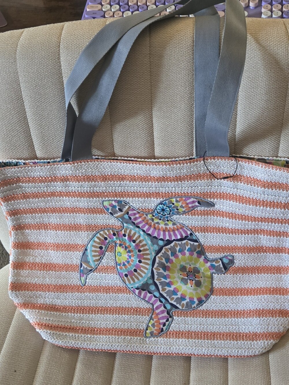 Vera Bradley Beach Bag 19" W X  14" H With Straps 12" Drop